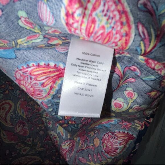 Talbots Paisley Print Long Sleeve Button Front Shirt - Picture 3 of 5